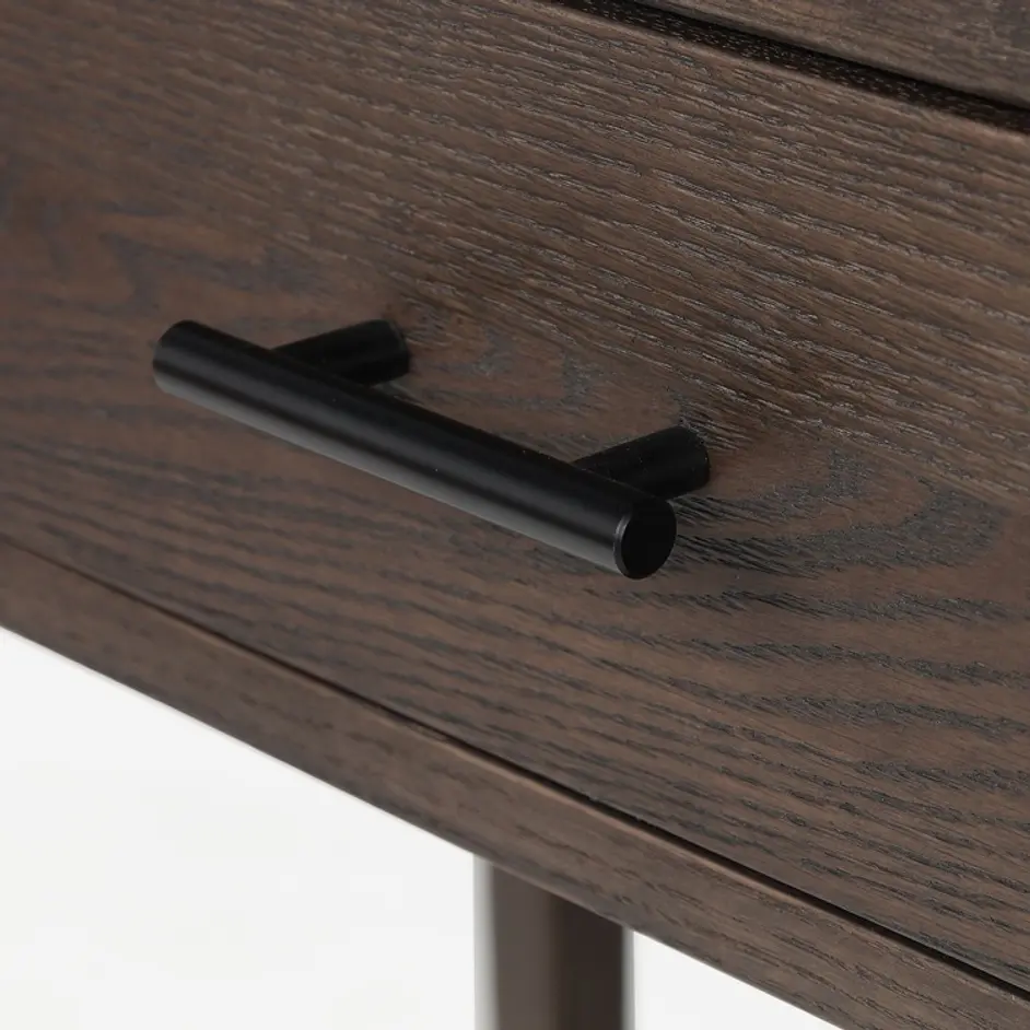 Dorrit Bar Cart In Brown Oak-Honed White Marble-Smooth Black Metal by Four Hands