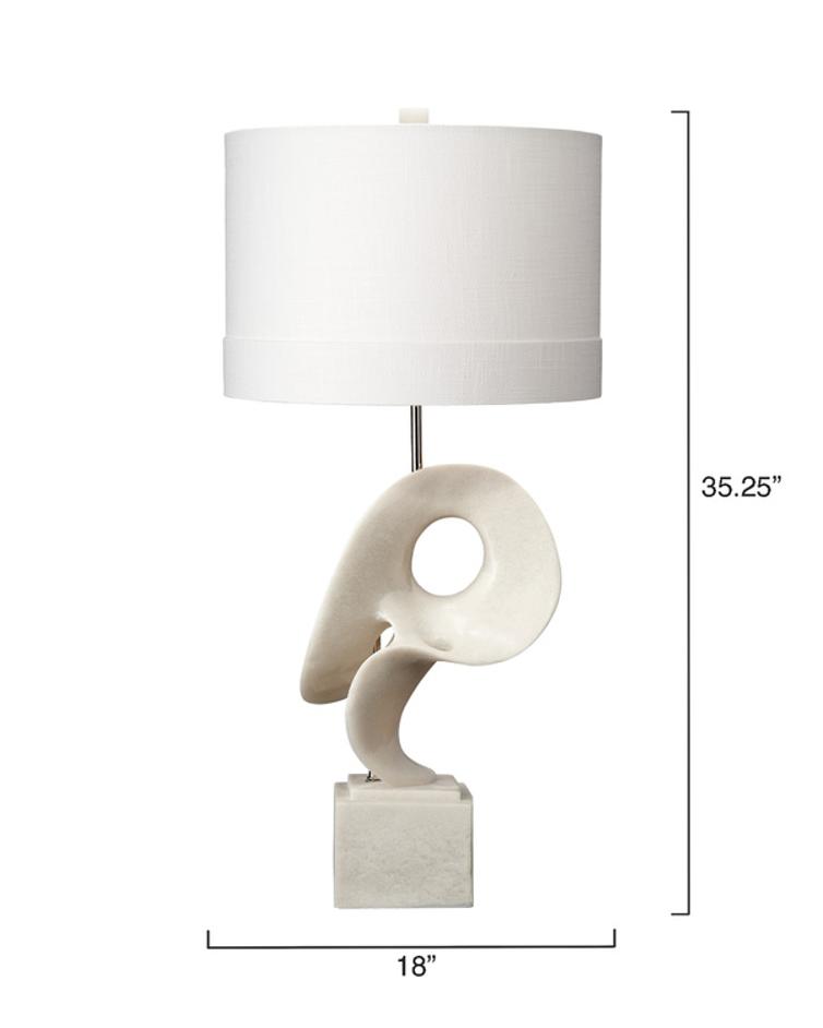 Obscure Table Lamp with Linen Shade, White by Jamie Young