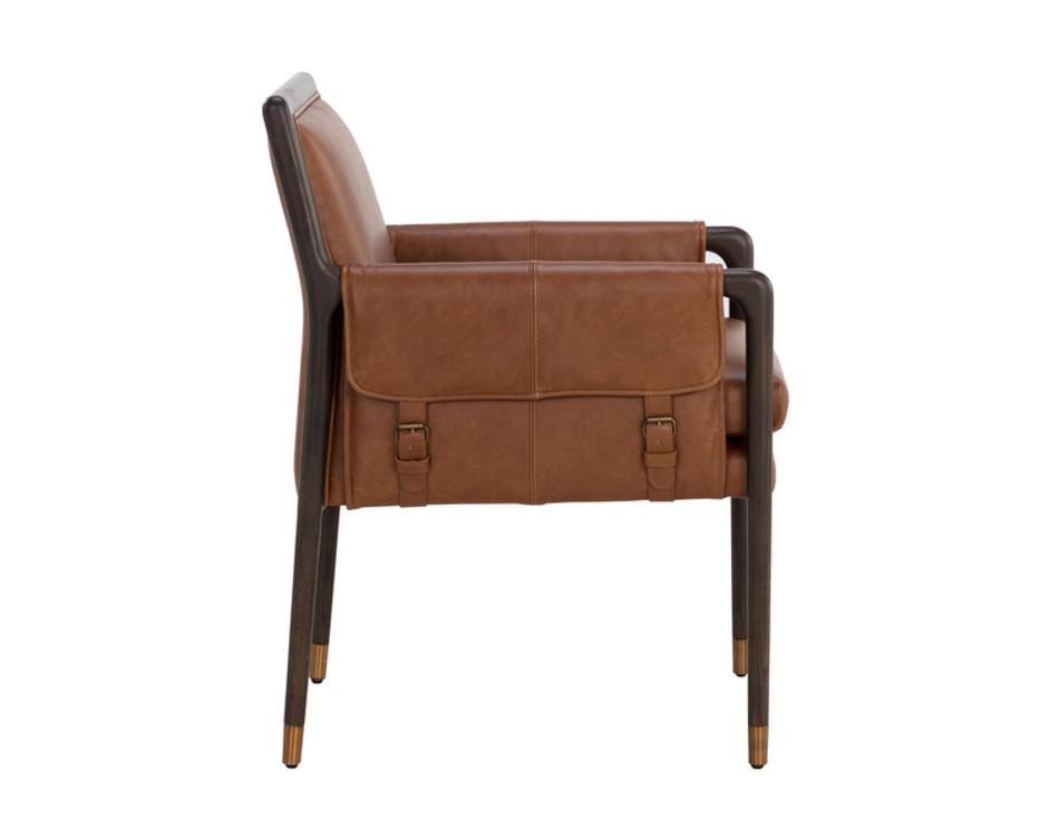 MAUTI DINING ARMCHAIR - BROWN - SHALIMAR TOBACCO LEATHER by Sunpan