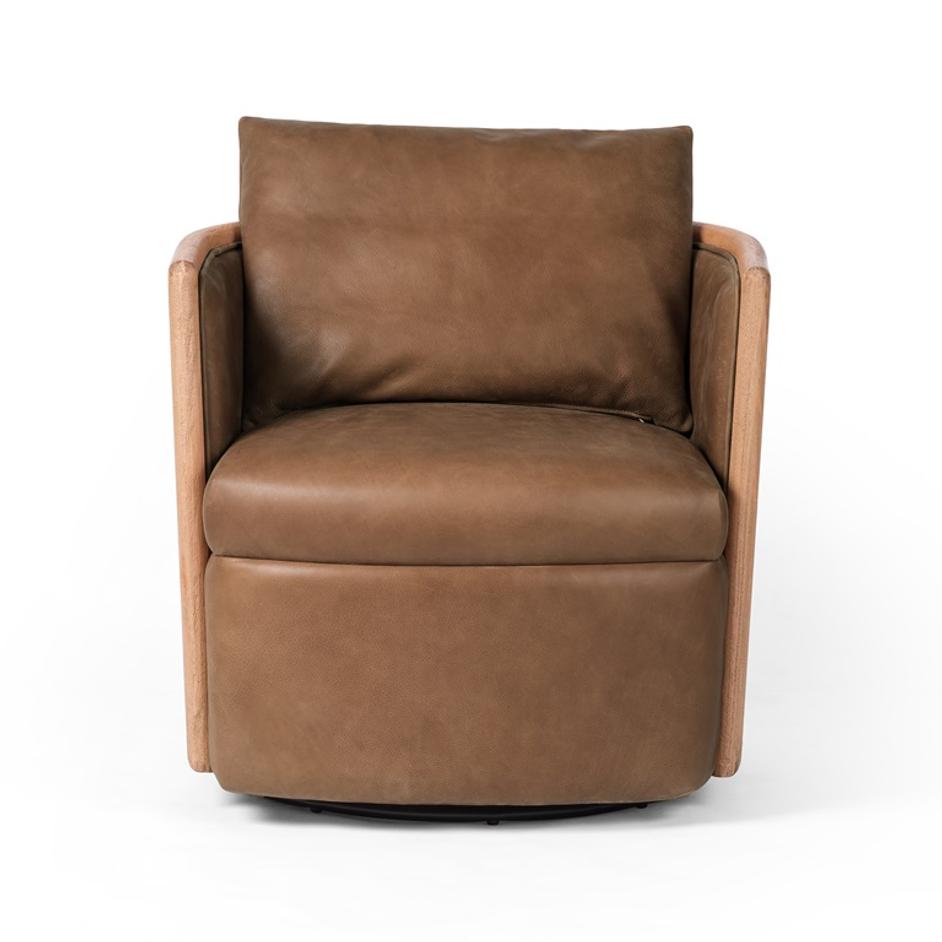 Newbury Swivel Chair In Palermo Cognac by FOUR HANDS
