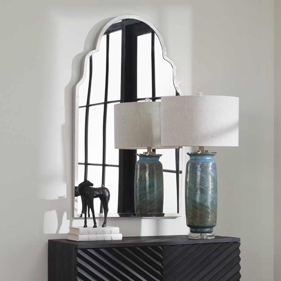Brayden Nickel Arch Mirror by Uttermost