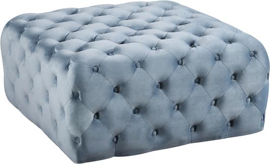 Laurie Ottoman/Bench In Sky Blue Velvet by Meridian Furniture