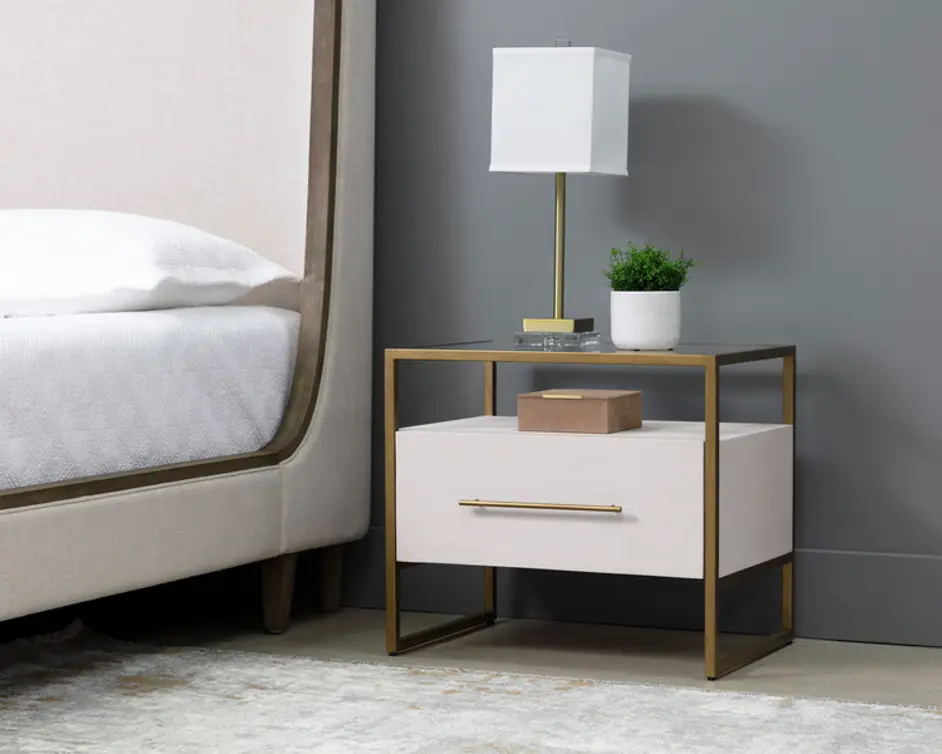 VENICE NIGHTSTAND - OYSTER SHAGREEN by Sunpan
