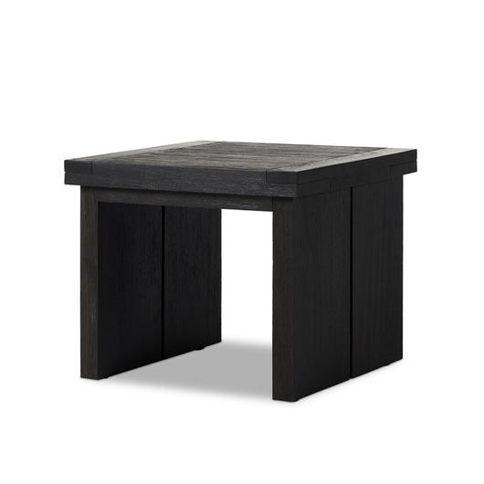 Warby End Table in Worn Black Oak by FOUR HANDS