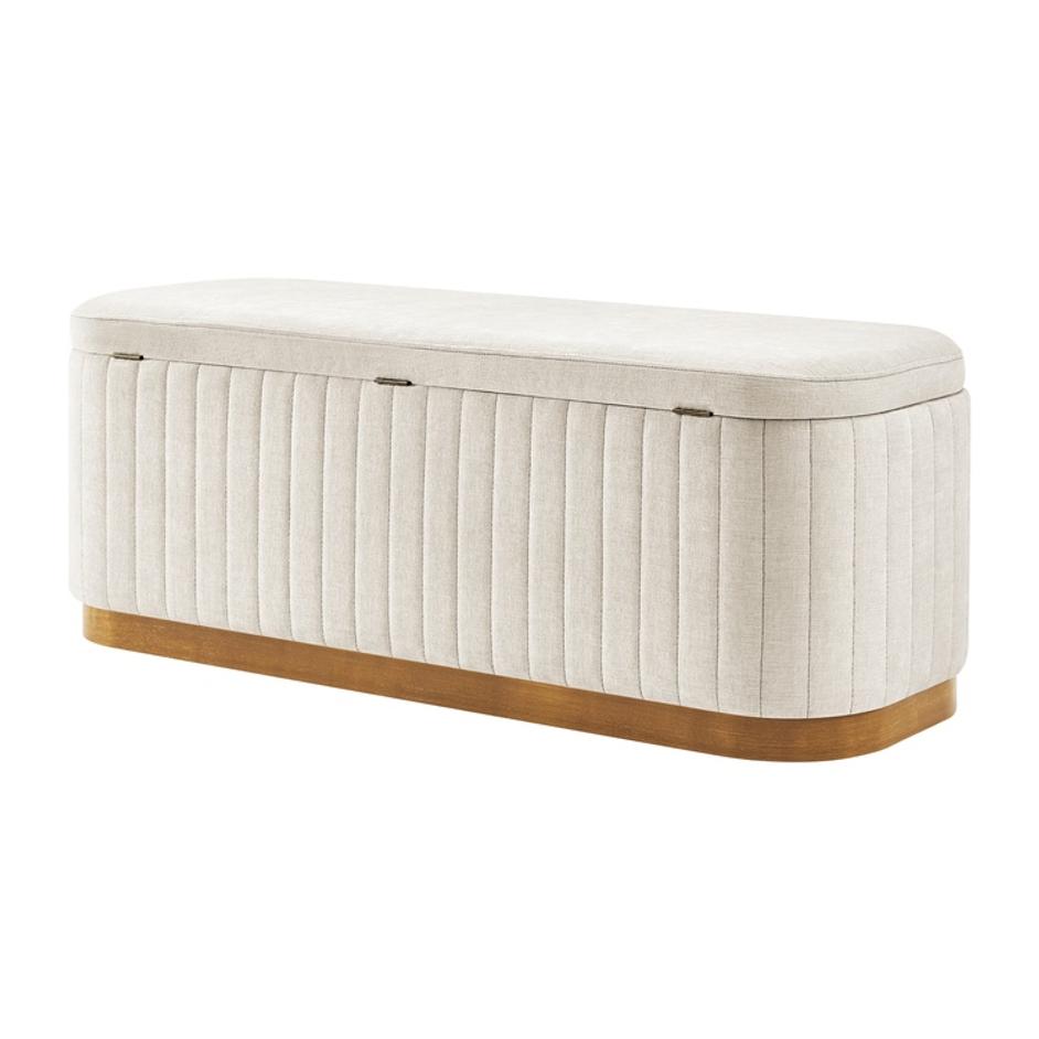 Clinton Chenille Storage Bench, Seneca Beige  by New Pacific Direct