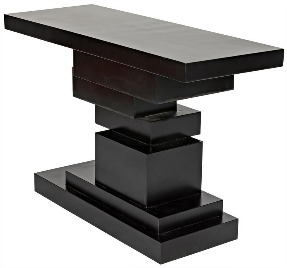Platoon Industrial Steel Console in Matte Black by Noir Furniture