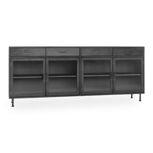 Nore Metal/Glass 4Dwr 4Dr Cabinet Blackened Steel by Classic Home