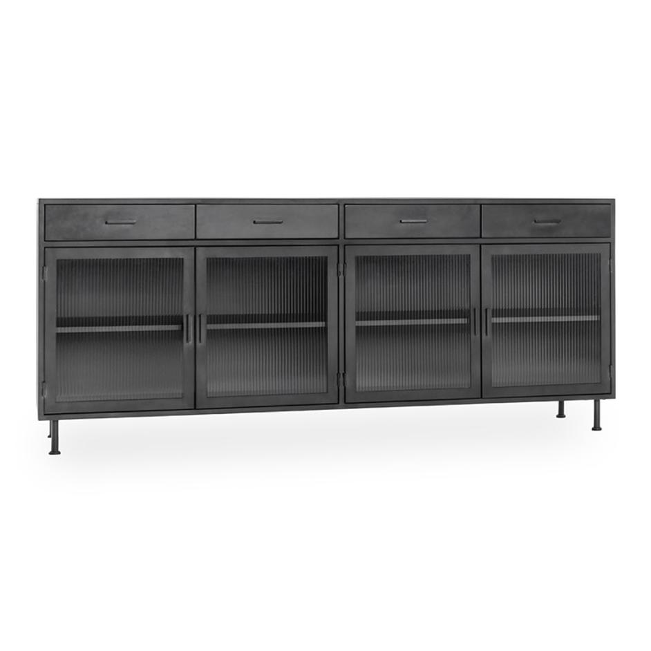 Nore Metal/Glass 4Dwr 4Dr Cabinet Blackened Steel by Classic Home