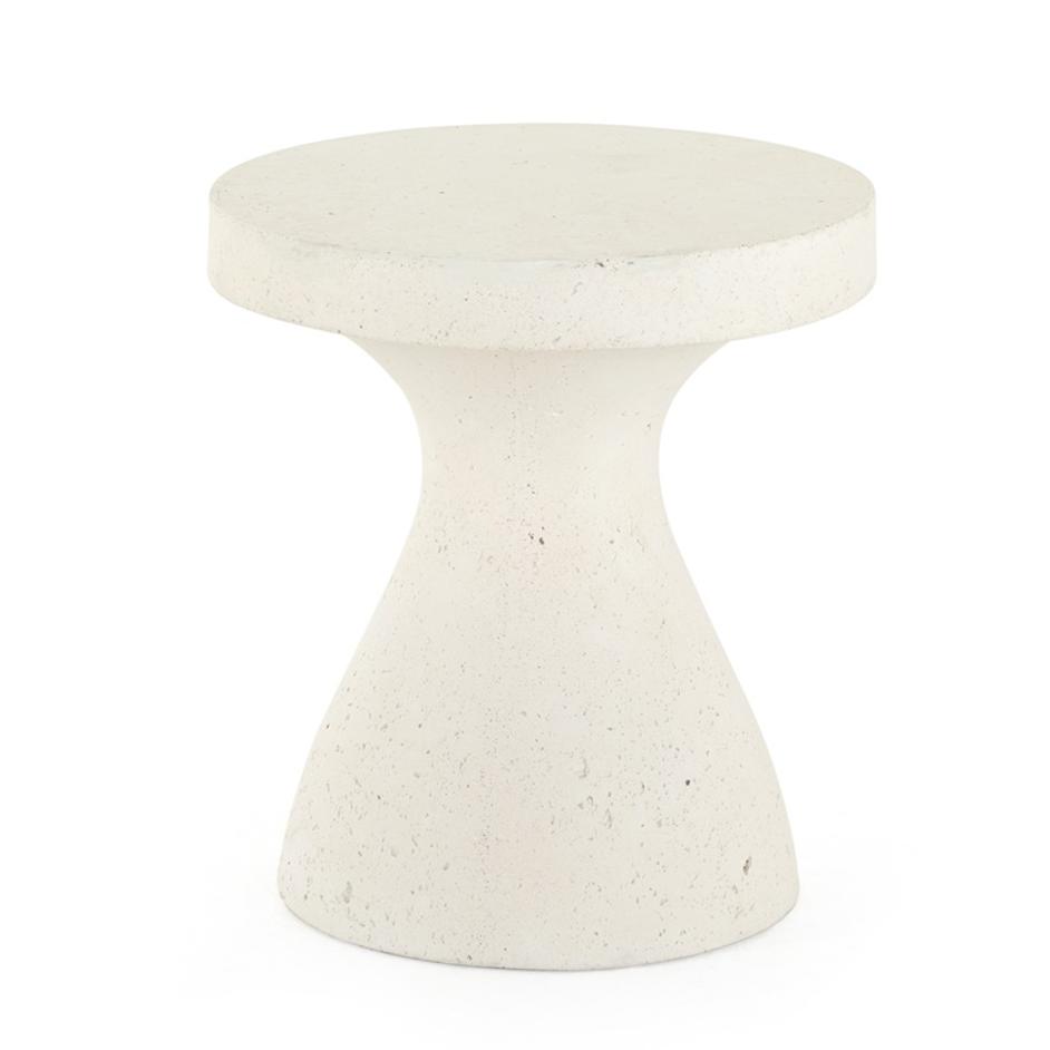 Koda Outdoor End Table In Textured White by FOUR HANDS
