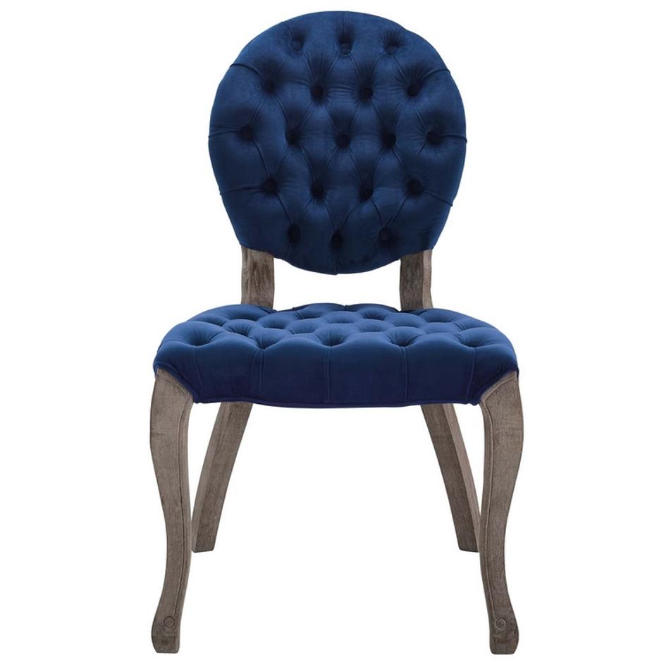 Archibald French Vintage Dining Performance Velvet Side Chair In Navy by Modway Furniture