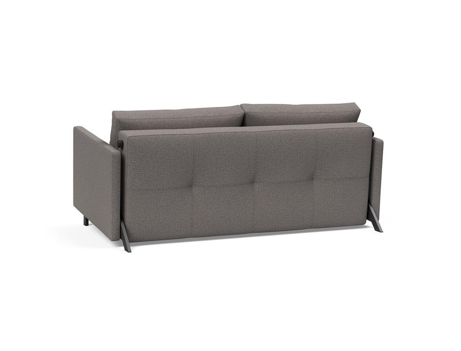 CUBED QUEEN SOFA BED in MIXED DANCE GREY FABRIC WITH Black Steel LEGS 521 by INNOVATION USA