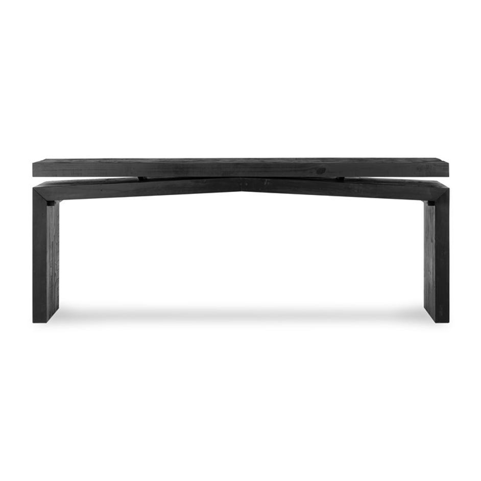 Matthes Console Table In Aged Black Pine by FOUR HANDS
