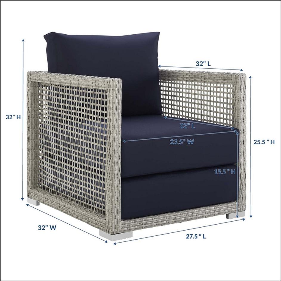 Harman Rattan Outdoor Patio Armchair In Gray Navy by Modway Furniture