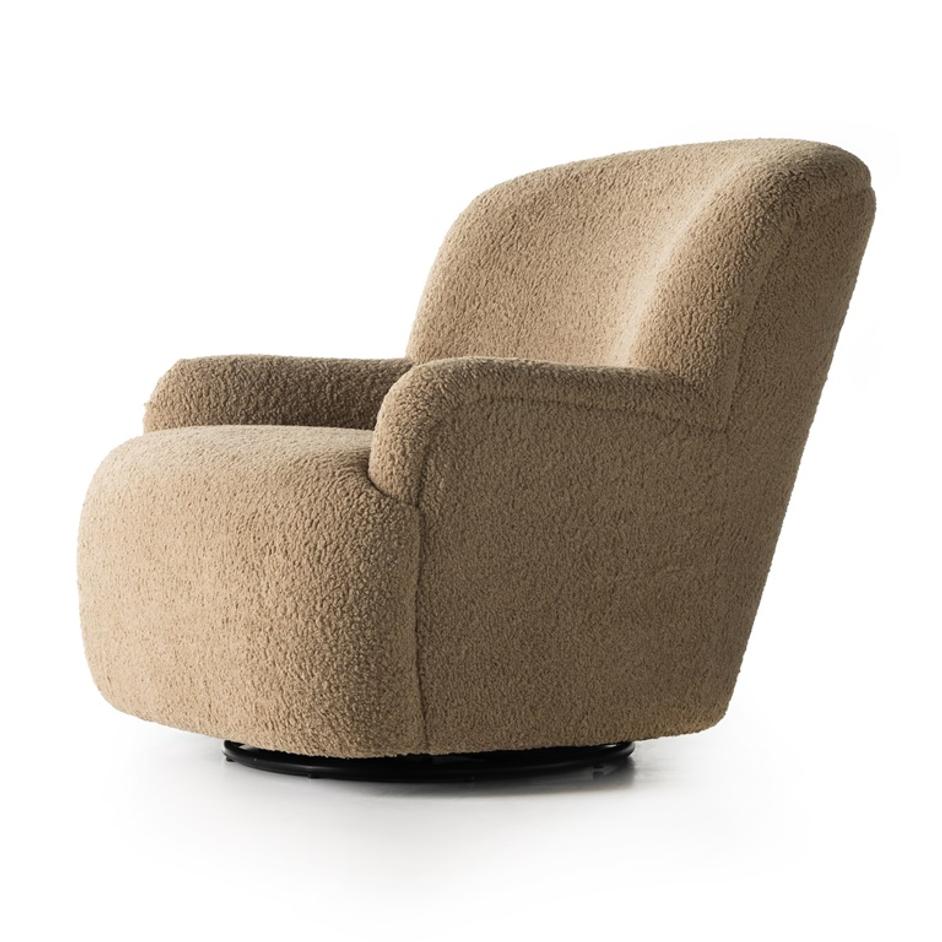 Kadon Swivel Chair In Sheepskin Camel by FOUR HANDS