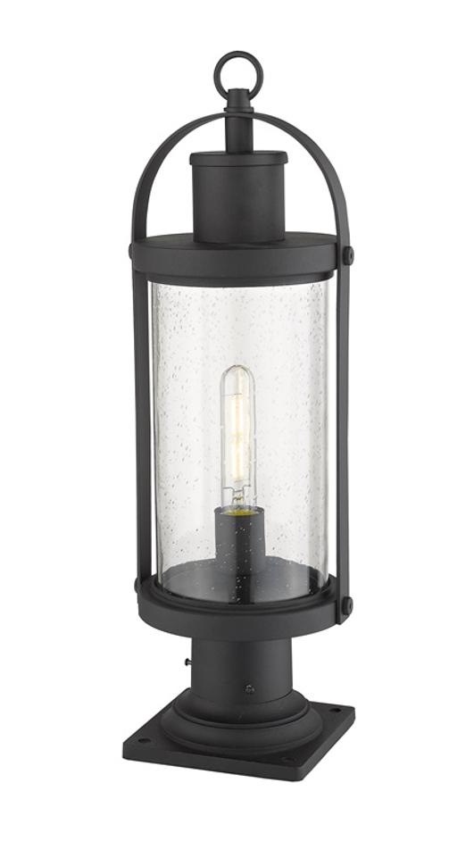 Roundhouse 1 Light Outdoor Pier Mounted Fixture in Black Finish by Z-Lite