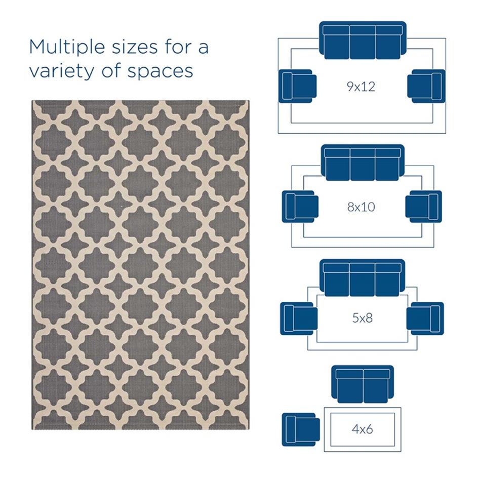 Selena Moroccan Trellis 4X6 Indoor And Outdoor Area Rug In Gray And Beige by Modway Furniture