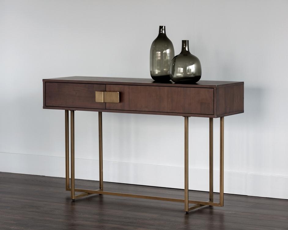Jade Console Table - Antique Brass - Dark Mango by Sunpan
