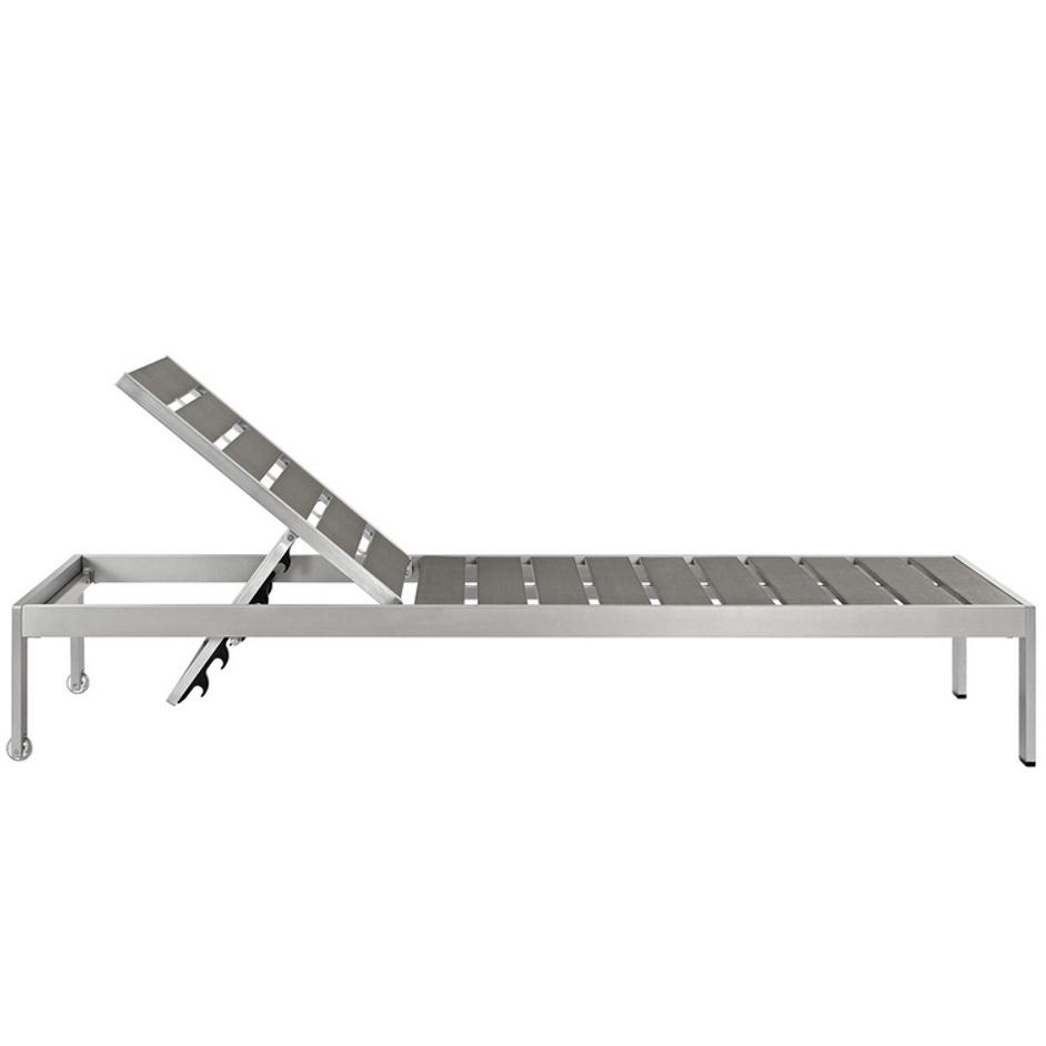 Nantucket Outdoor Patio Aluminum Chaise In Silver Gray by Modway Furniture