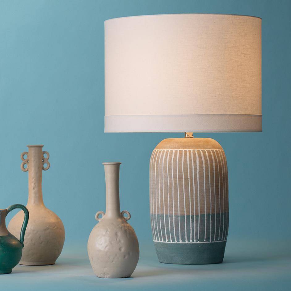 Flagstaff Ceramic Table Lamp with Linen Shade by Jamie Young
