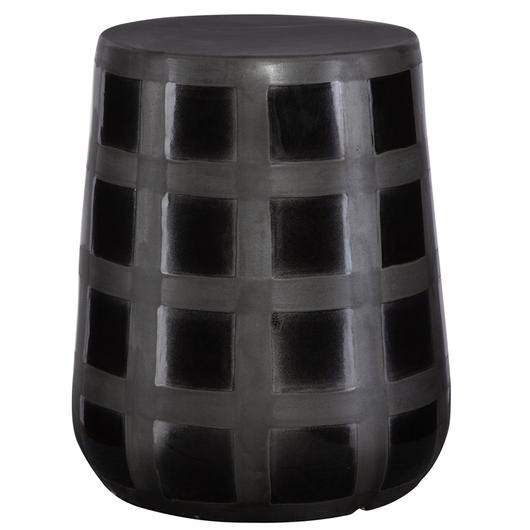 Patchwork Gridded Black Garden Stool by Uttermost