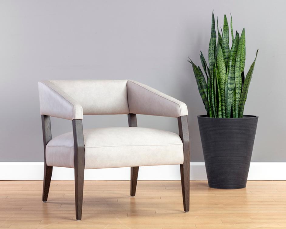 CARLYLE LOUNGE CHAIR - SALOON LIGHT GREY LEATHER by Sunpan