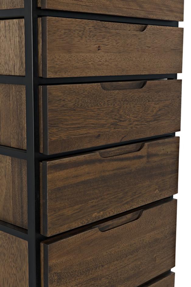 Seoul Tallboy Dark Walnut and Industrial Steel Chest of Drawers by Noir Furniture