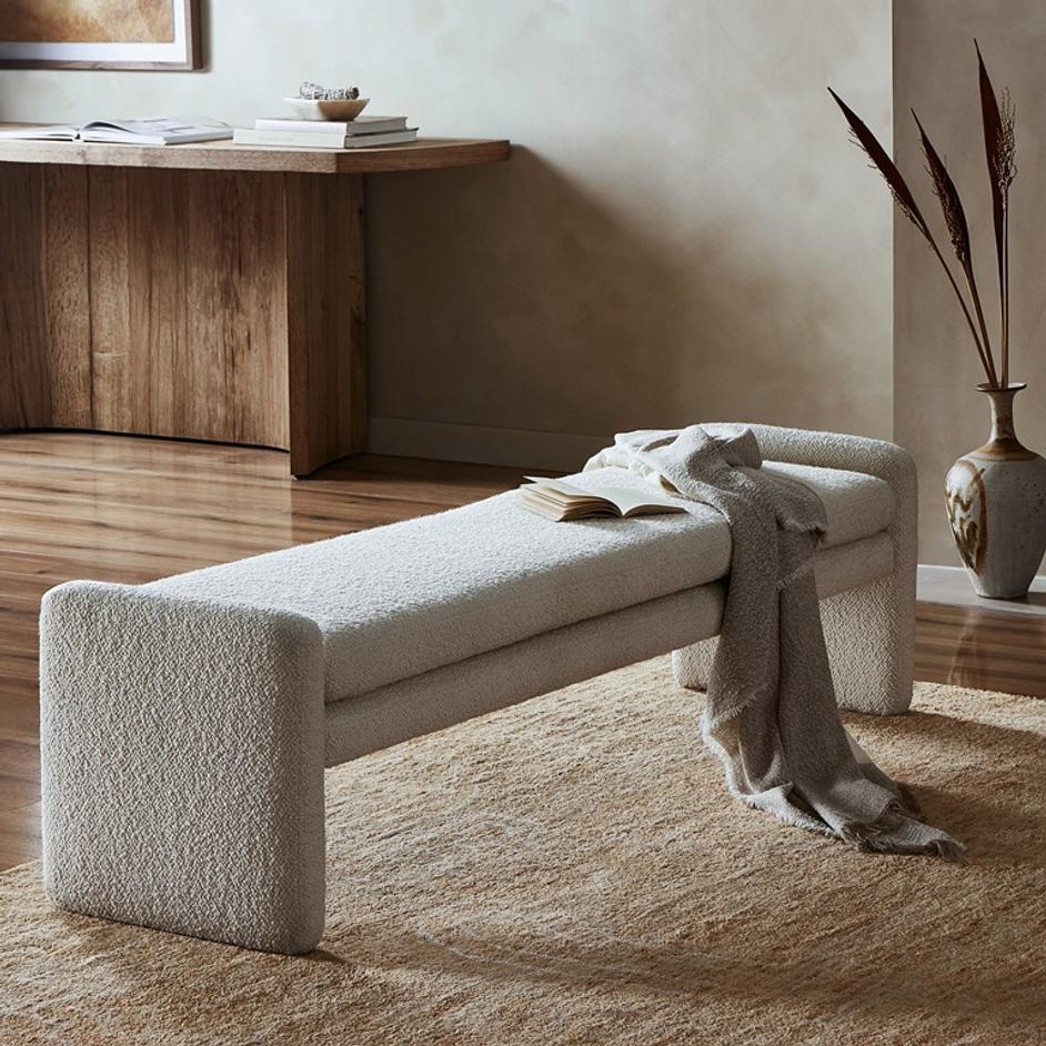 Serena Accent Bench in Durham Cream by FOUR HANDS