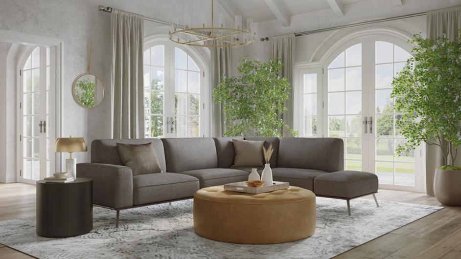 NILDA OTTOMAN - CAMEL LEATHER by Sunpan