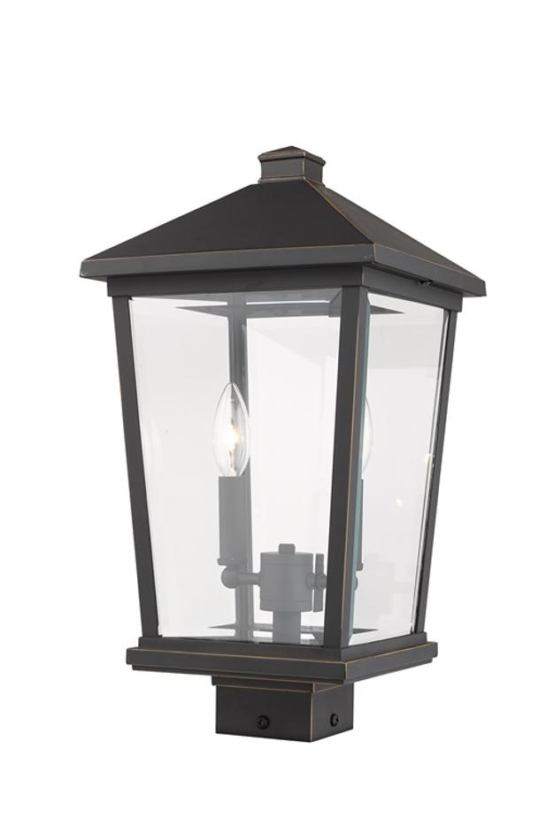 Beacon 2 Light Outdoor Post Mount Fixture in Oil Rubbed Bronze Finish by Z-Lite