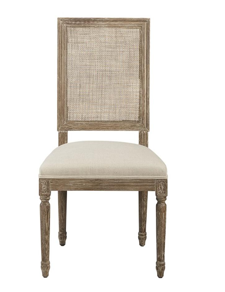 Linen & Oak Caned Back Side Chair by Furniture Classics