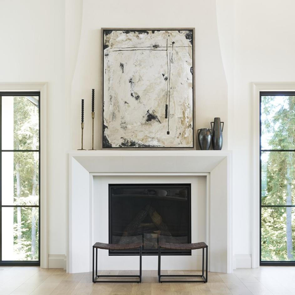 Clarissa 22.0L x 16.0W x 16.5H Brown Leather Woven Seat W/ Black Metal Frame Stool by Mercana