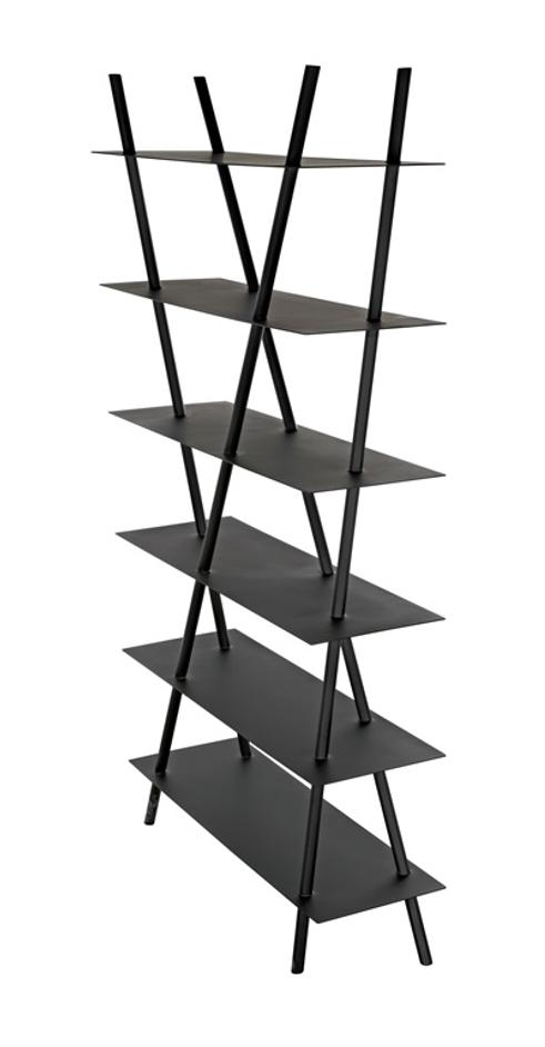 Siddhartha Industrial Steel Bookcase in Matte Black by Noir Furniture