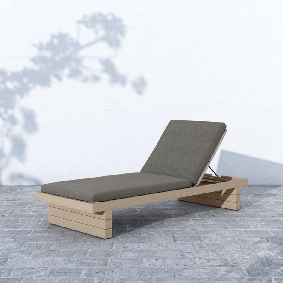 Leroy Outdoor Chaise in Brown and Charcoal by FOUR HANDS
