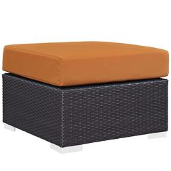 Minerva Outdoor Patio Fabric Square Ottoman In Espresso Orange by Modway Furniture