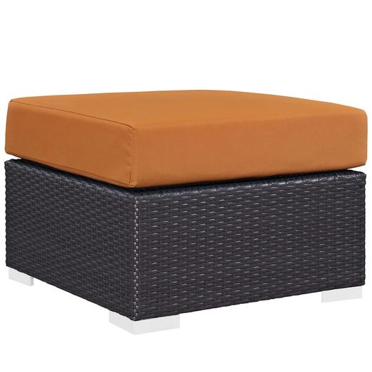 Minerva Outdoor Patio Fabric Square Ottoman In Espresso Orange by Modway Furniture