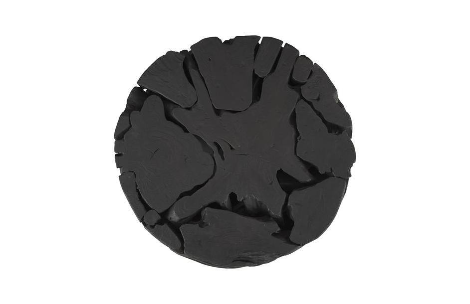 Teak Chunk Round Coffee Table, Black by PHILLIPS COLLECTION