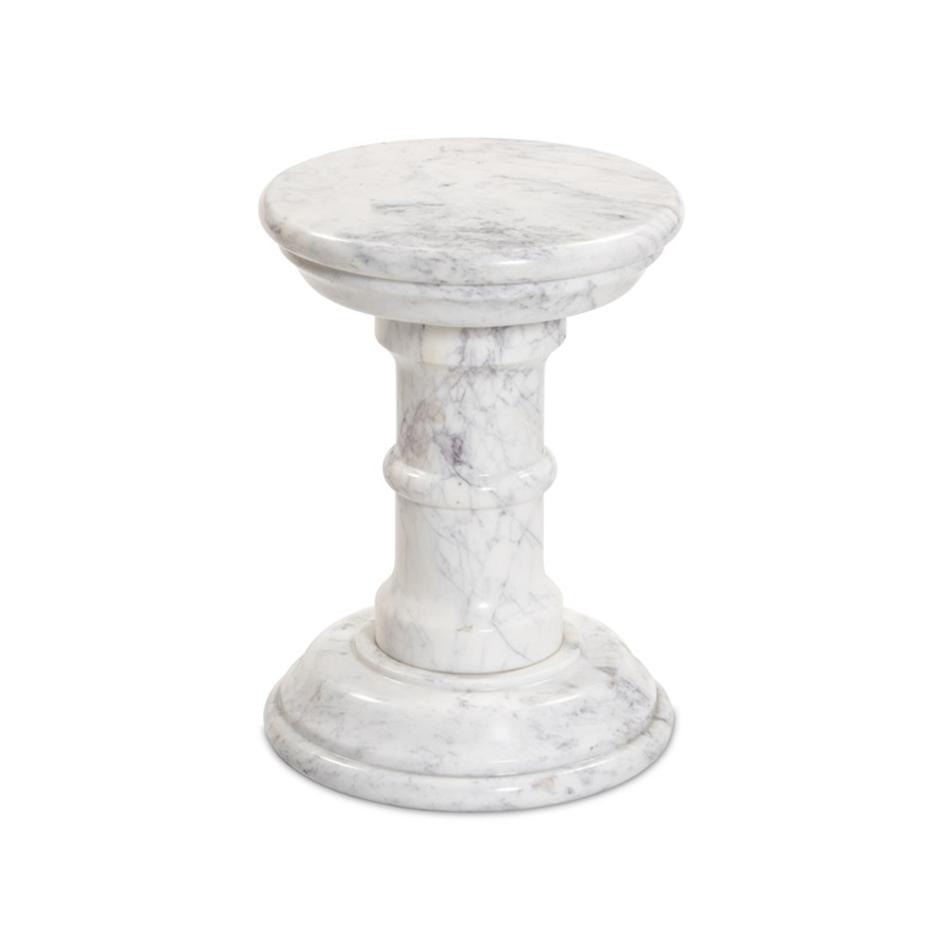 Cyprus End Table - Veined White Marble Solid by Four Hands