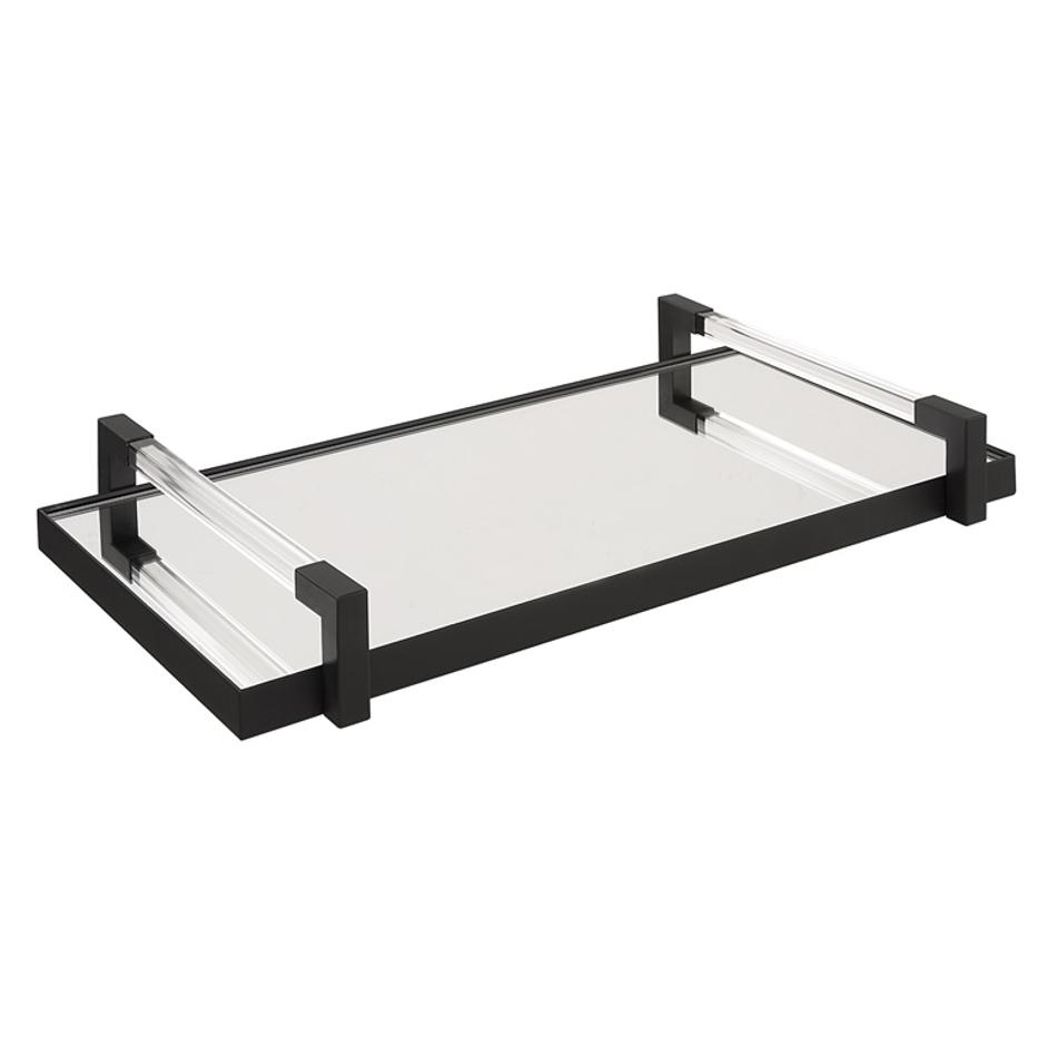 Deki Black Mirrored Tray by Uttermost