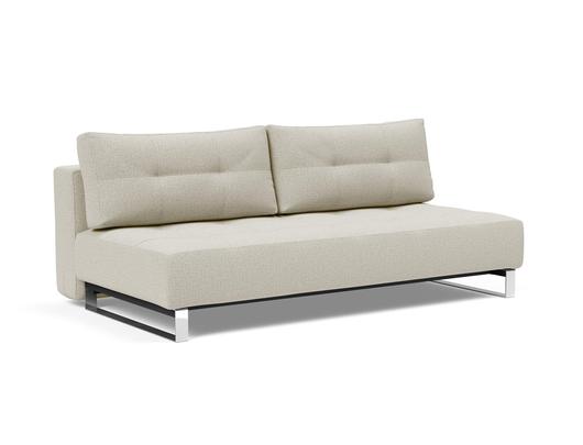 SUPREMAX D.E.L. SLEEPER SOFA in MIXED DANCE NATURAL FABRIC WITH Chrome legs 527 by INNOVATION USA