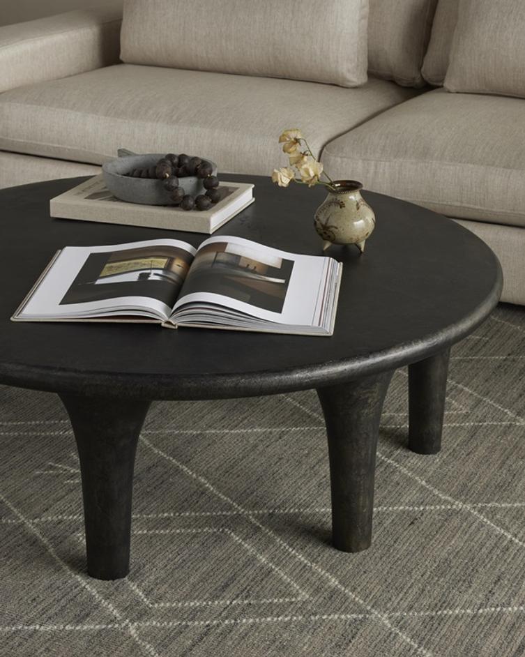 Kelden Coffee Table In Raw Black by FOUR HANDS