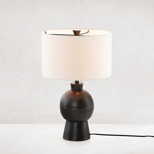 Kelita Table Lamp In Textured Black Aluminum by FOUR HANDS