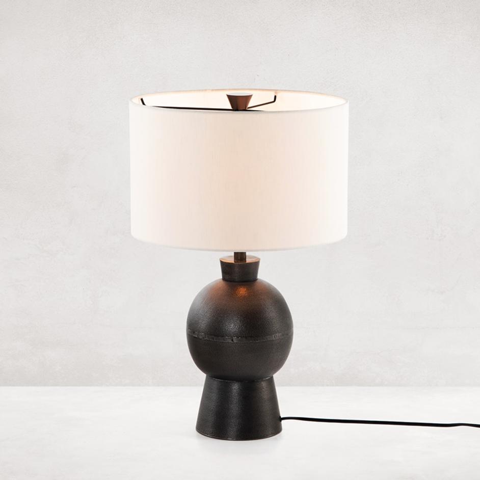 Kelita Table Lamp In Textured Black Aluminum by FOUR HANDS