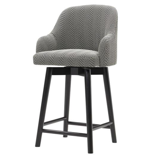 Terry Fabric Swivel Counter Stool, Black Herringbone by New Pacific Direct
