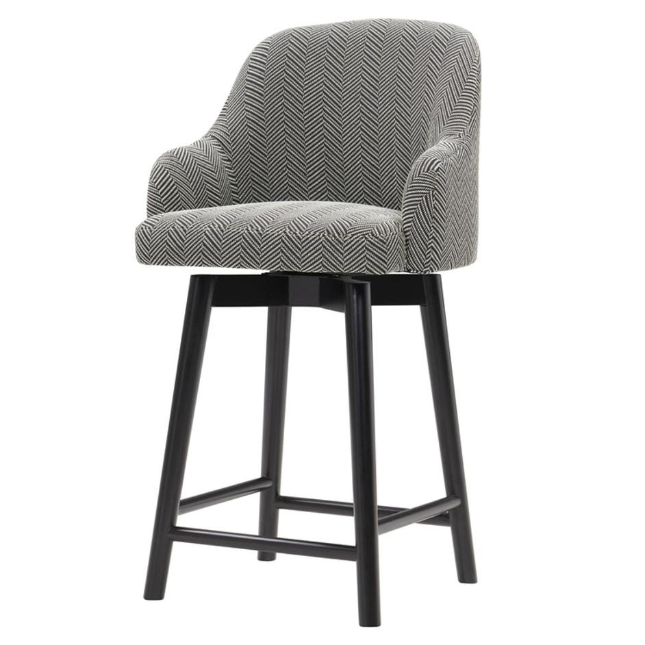 Terry Fabric Swivel Counter Stool, Black Herringbone by New Pacific Direct