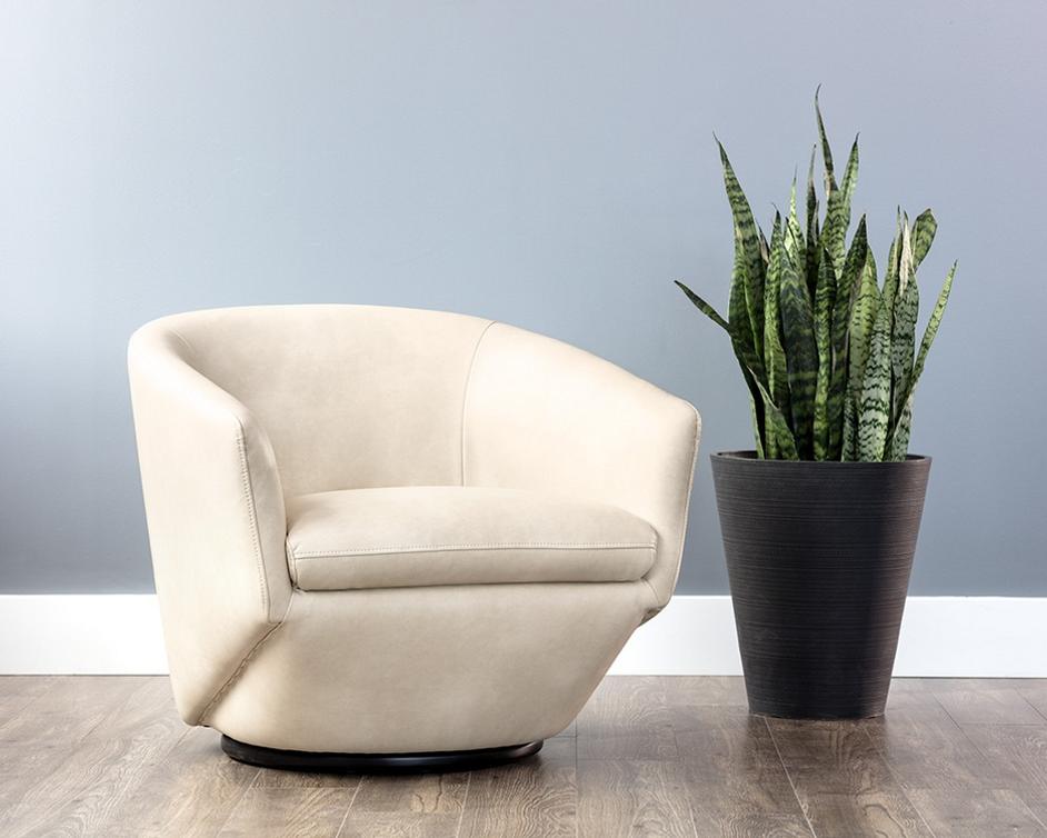 Treviso Swivel Armchair - Bravo Cream by Sunpan