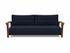 RAN D.E.L. SOFA BED in MIXED DANCE BLUE FABRIC WITH Dark wood LEGS 528 by INNOVATION USA