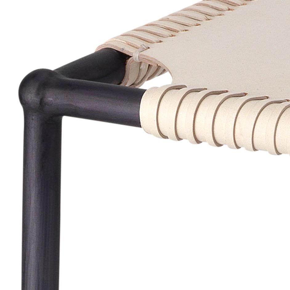 Asher Leather Counter Stool, White by Jamie Young