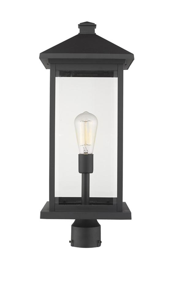Portland 1 Light Outdoor Post Mount Fixture in Black Finish by Z-Lite