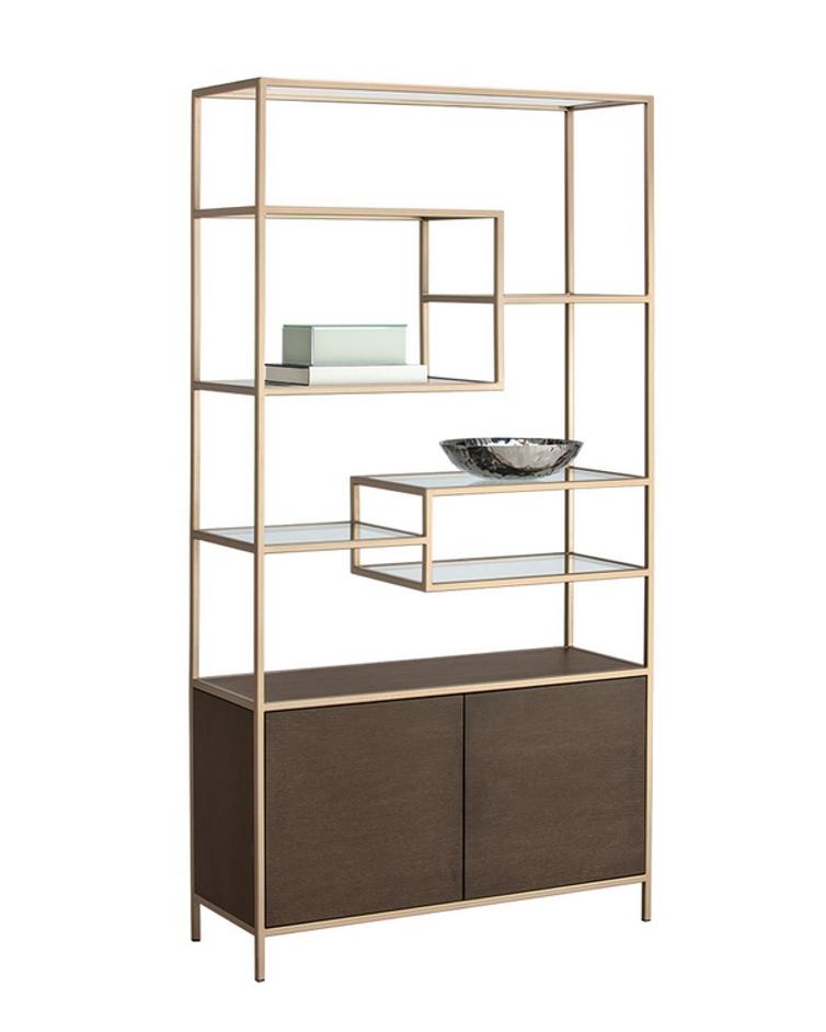 Stamos Bookcase - Gold - Raw Umber by Sunpan