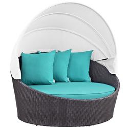 Minerva Canopy Outdoor Patio Daybed In Espresso Turquoise by Modway Furniture